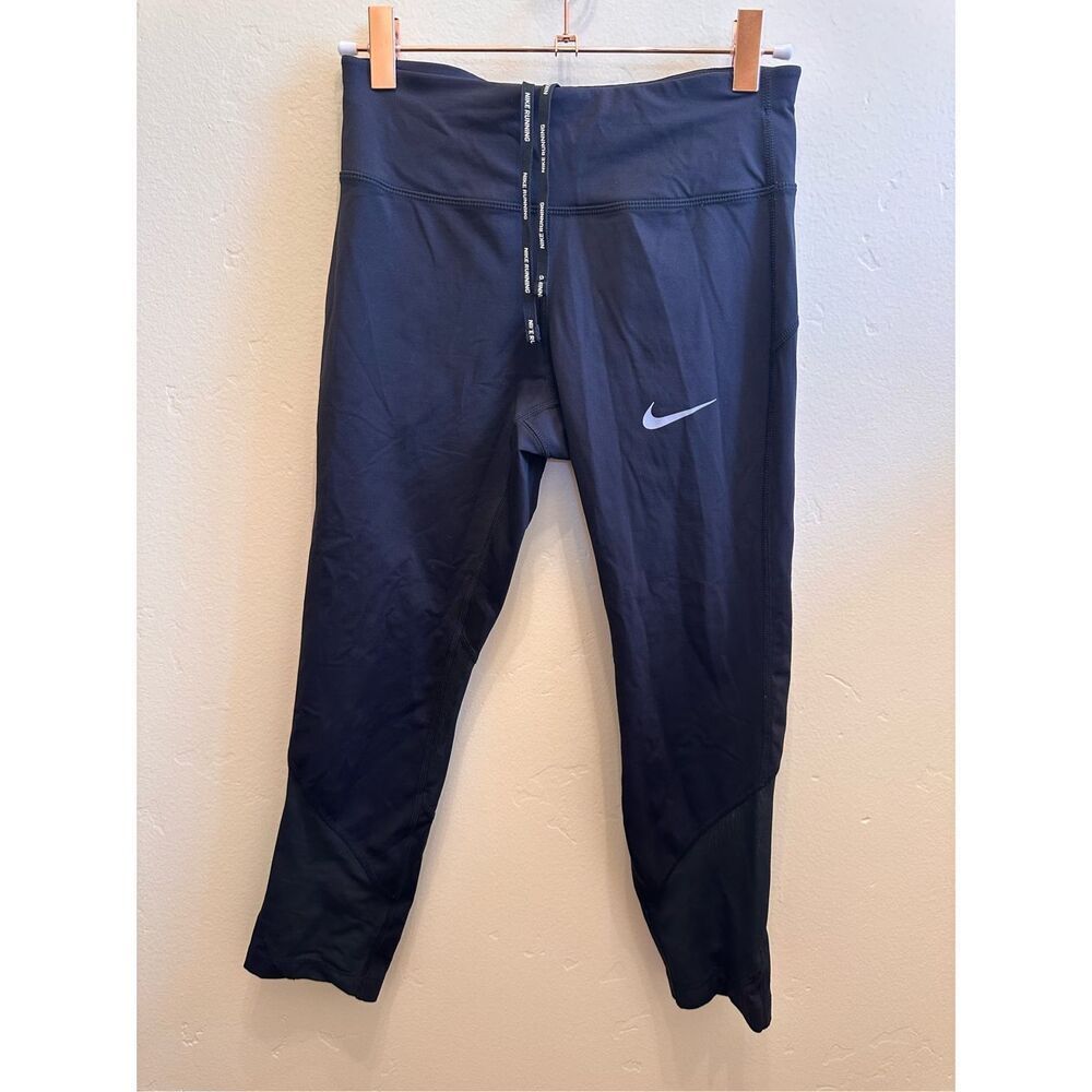 Nike Women’s Black Drawstring Waist Cropped Leggings Size XS - Picture 2 of 6